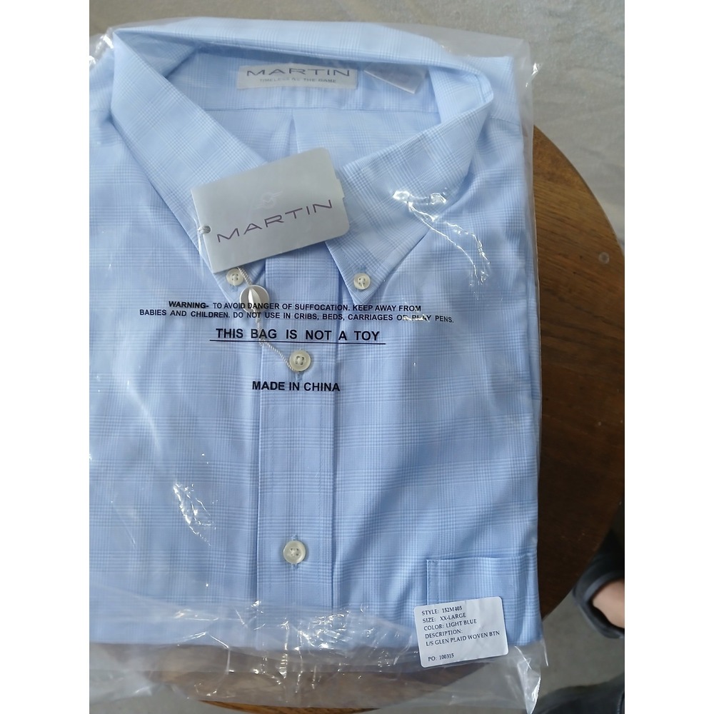Martin Men's Blue Button-Down Dress Shirt Long Sleeve Size XXL NWT